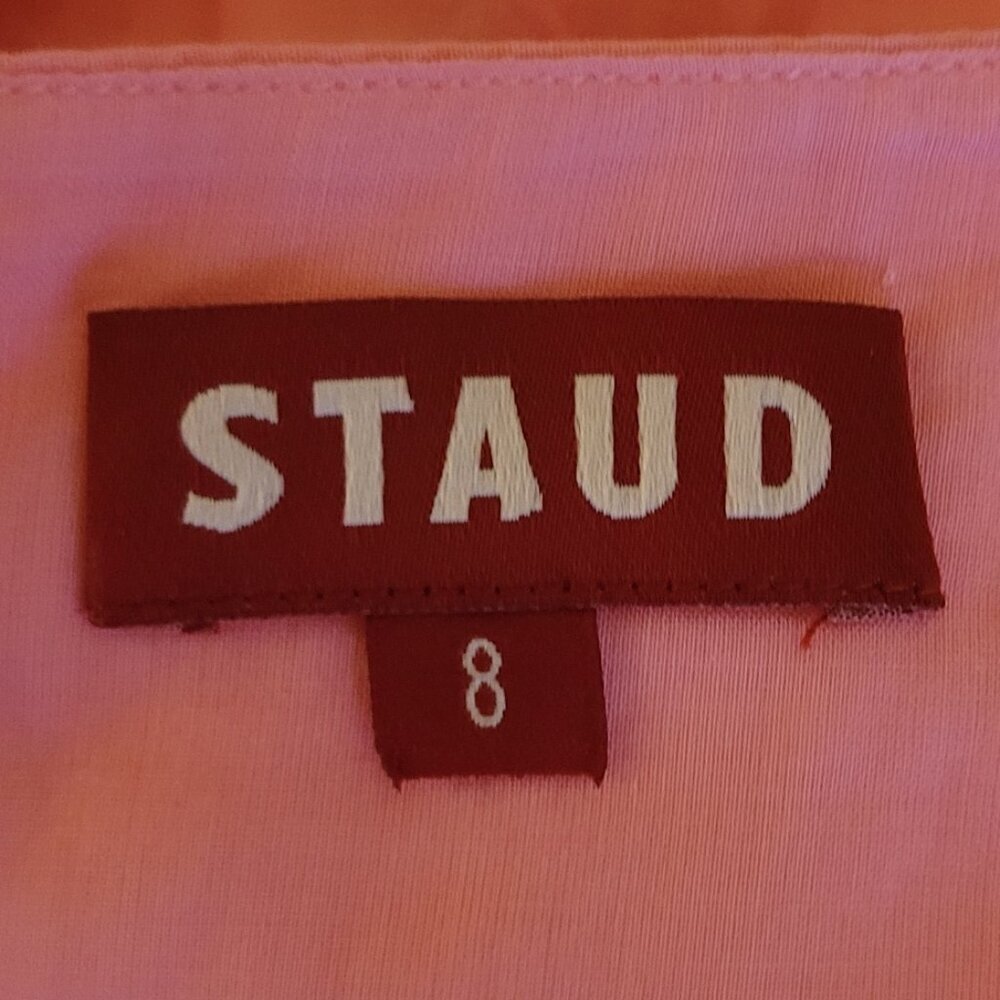 STAUD Theo Strawberry Pink Cotton Strappy Tank Top Size 8 NWOT Summer Essentials - Picture 6 of 9